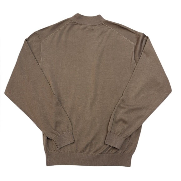 Pronto Uomo Silk/Cotton Sweater Taupe Long Sleeve Lightweight Mock Neck Medium - Picture 4 of 10